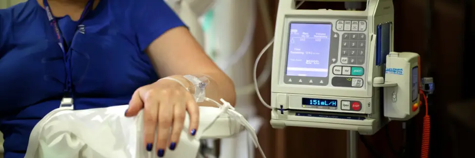 Patient receiving chemotherapy treatment